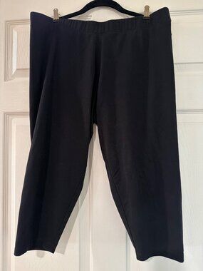 Soft Surroundings Black Cropped Leggings PXL Cotton Blend Stretchy Comfort Fit W